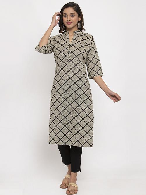 checkered straight kurta - 17334364 - Standard Image - 1