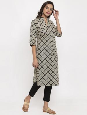 checkered straight kurta - 17334364 - Standard Image - 2