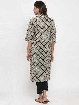 checkered straight kurta - 17334364 - Standard Image - 3