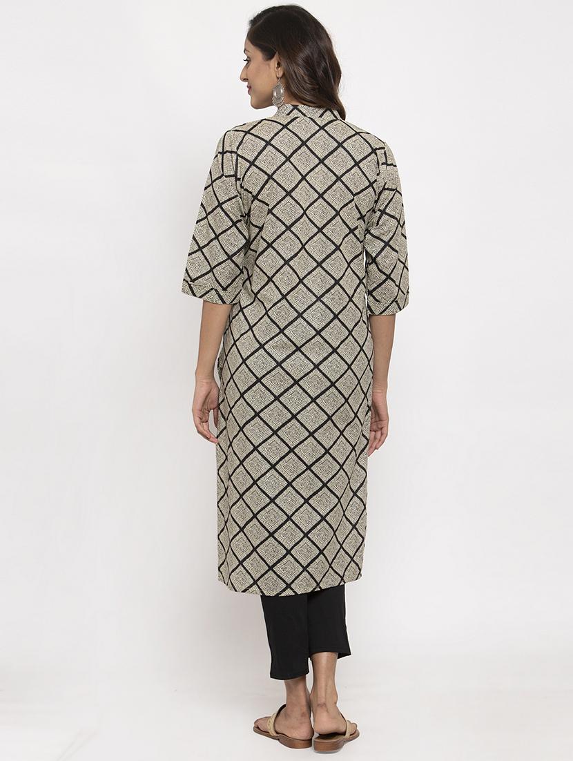 checkered straight kurta - 17334364 - Zoom Image - 3