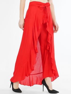 high rise ruffled palazzo - 17334395 - Standard Image - 2