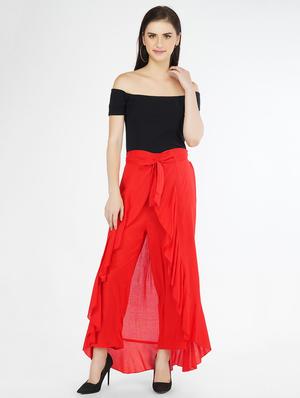 high rise ruffled palazzo - 17334395 - Standard Image - 4