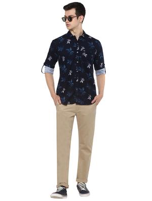 navy blue floral print casual shirt - 17334769 - Standard Image - 4