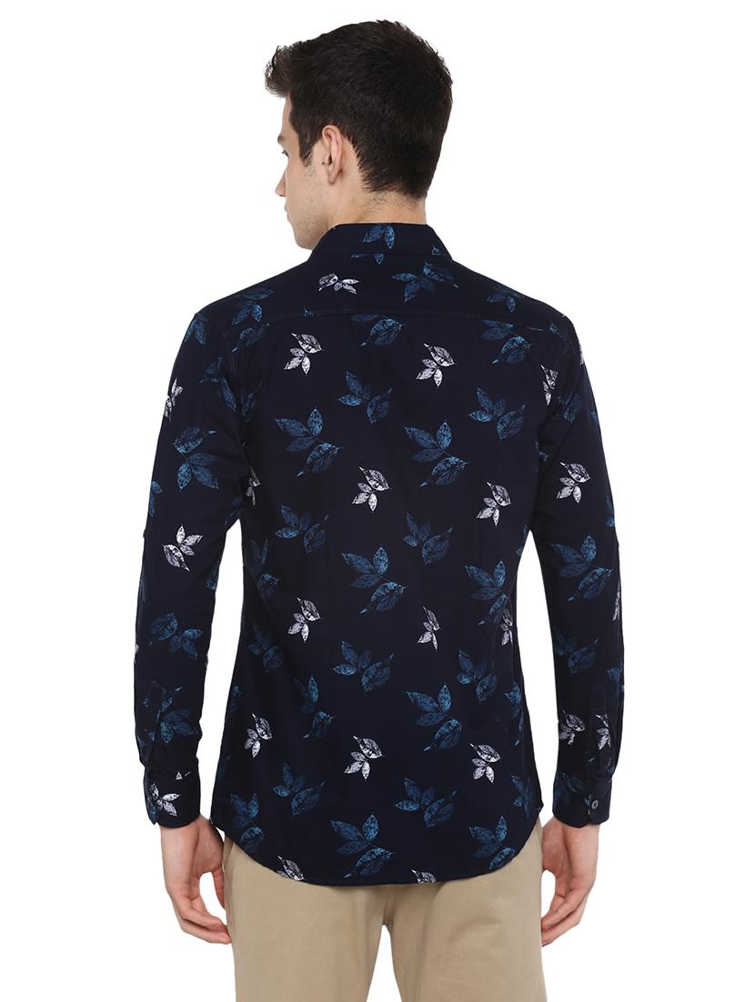 navy blue floral print casual shirt - 17334769 - Zoom Image - 3