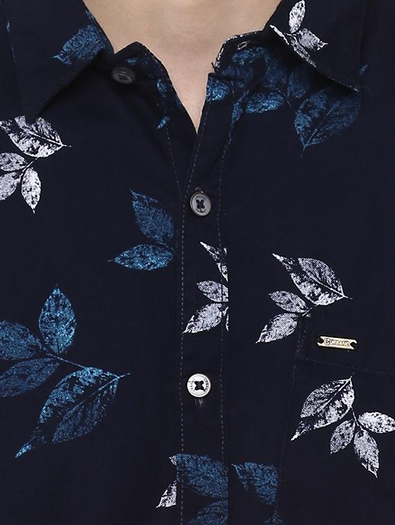 navy blue floral print casual shirt - 17334769 - Zoom Image - 5