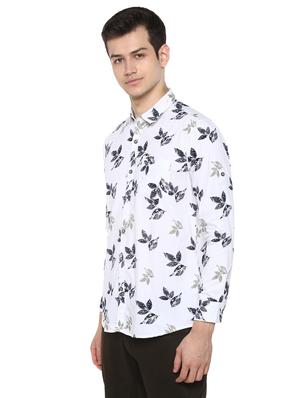 white floral print casual shirt - 17334770 - Standard Image - 2