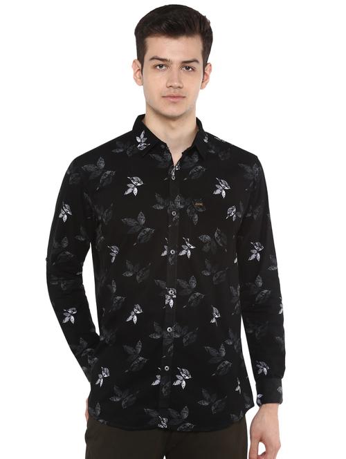 black floral print casual shirt - 17334771 - Standard Image - 1