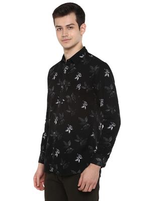 black floral print casual shirt - 17334771 - Standard Image - 2