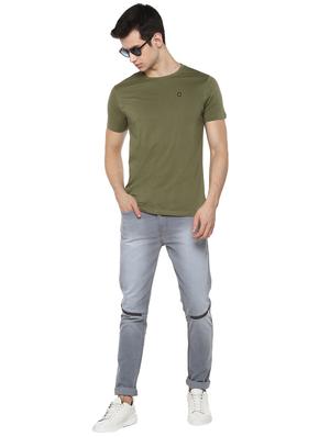 olive green solid t-shirt - 17334788 - Standard Image - 4