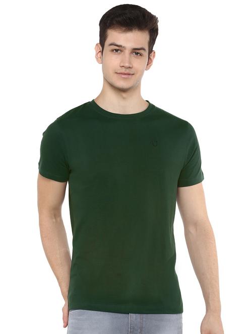 bottle green solid t-shirt - 17334789 - Standard Image - 1