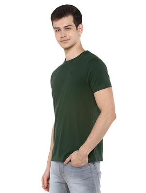 bottle green solid t-shirt - 17334789 - Standard Image - 2