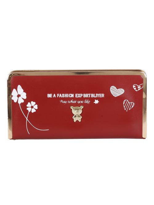 red leatherette (pu) fold over clutch - 17334828 - Standard Image - 1