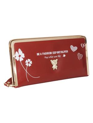red leatherette (pu) fold over clutch - 17334828 - Standard Image - 5