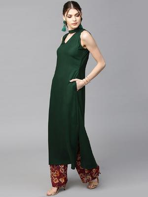 solid straight kurta - 17334951 - Standard Image - 2