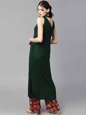 solid straight kurta - 17334951 - Standard Image - 3