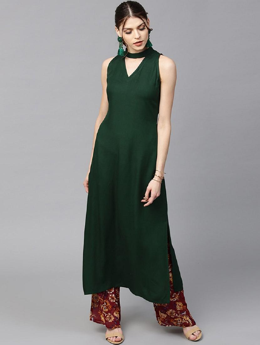 solid straight kurta - 17334951 - Zoom Image - 1