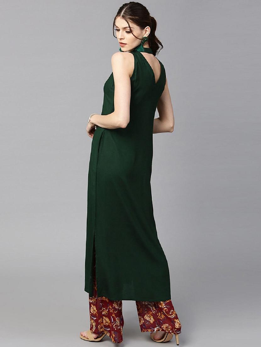 solid straight kurta - 17334951 - Zoom Image - 3