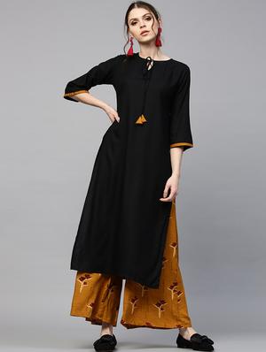 solid straight kurta - 17334952 - Standard Image - 2