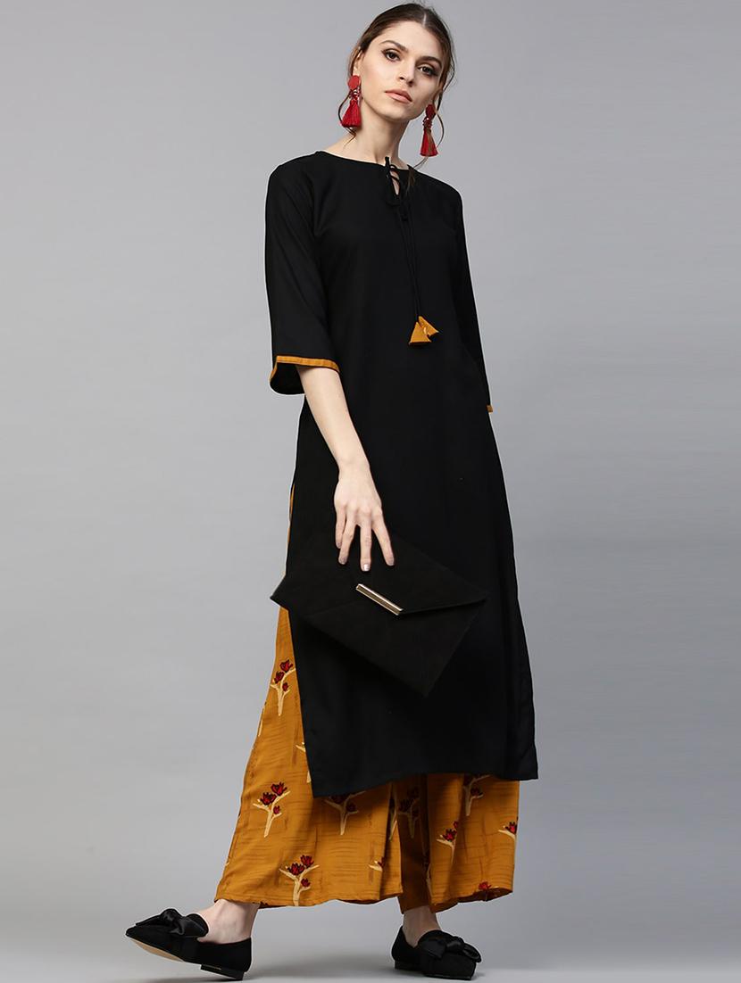 solid straight kurta - 17334952 - Zoom Image - 1