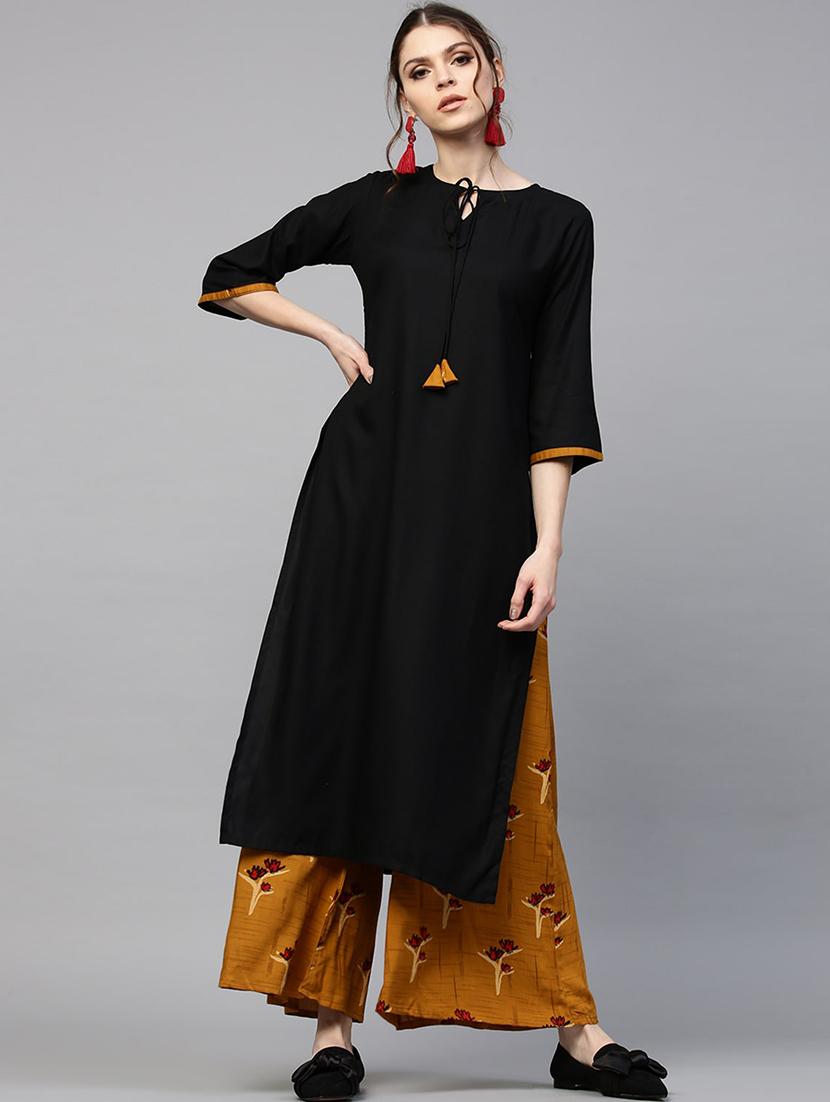 solid straight kurta - 17334952 - Zoom Image - 2