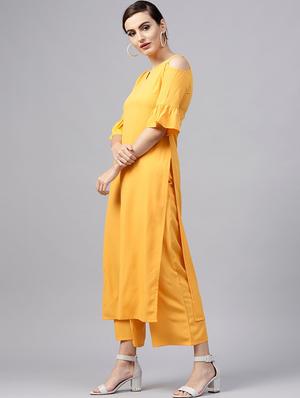solid straight kurta - 17334955 - Standard Image - 2