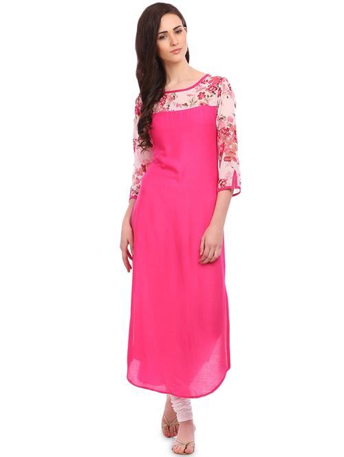 printed yoke straight kurta - 17334961 - Very Small Image - 1