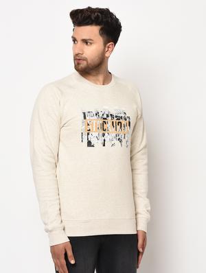 off white chest print fleece sweatshirt - 17334964 - Standard Image - 2