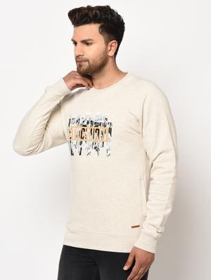off white chest print fleece sweatshirt - 17334964 - Standard Image - 3
