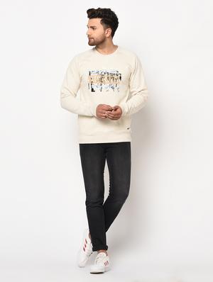 off white chest print fleece sweatshirt - 17334964 - Standard Image - 5