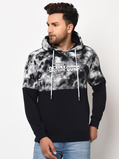 navy blue printed cut & sew sweatshirt - 17334967 - Standard Image - 1