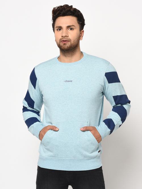 blue color block cut & sew sweatshirt - 17334975 - Standard Image - 1