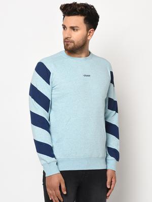 blue color block cut & sew sweatshirt - 17334975 - Standard Image - 2