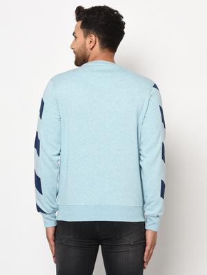 blue color block cut & sew sweatshirt - 17334975 - Standard Image - 4
