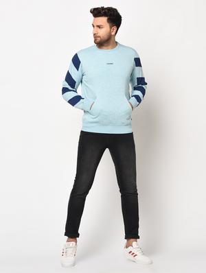 blue color block cut & sew sweatshirt - 17334975 - Standard Image - 5