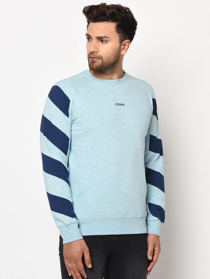 blue color block cut & sew sweatshirt - 17334975 - Zoom Image - 2