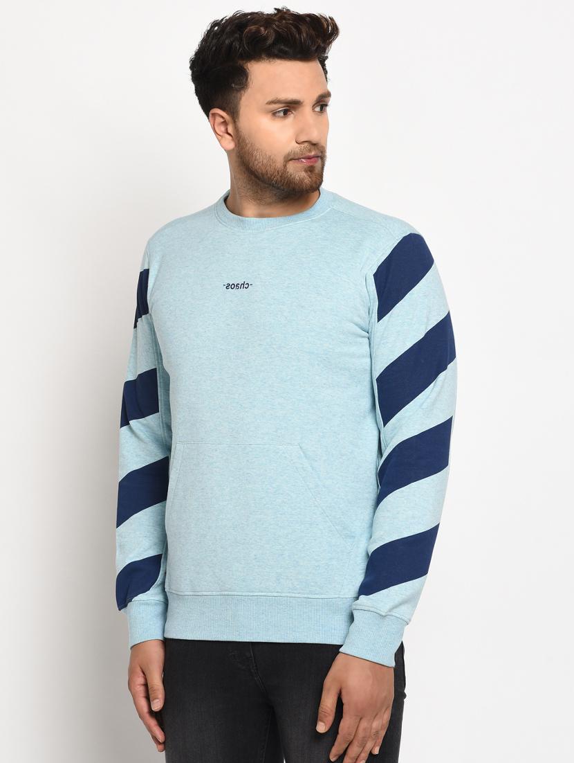 blue color block cut & sew sweatshirt - 17334975 - Zoom Image - 3