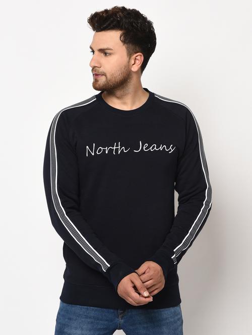 navy blue printed taped sweatshirt - 17334983 - Standard Image - 1