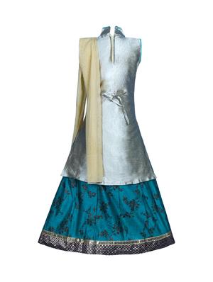 green silk blend lehnga choli - 17335001 - Standard Image - 2