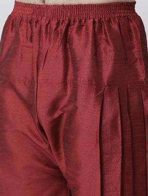 maroon jacquard dupion sherwani set - 17335036 - Standard Image - 5