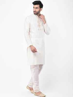 cream embroidered kurta pyjama set - 17335056 - Standard Image - 2