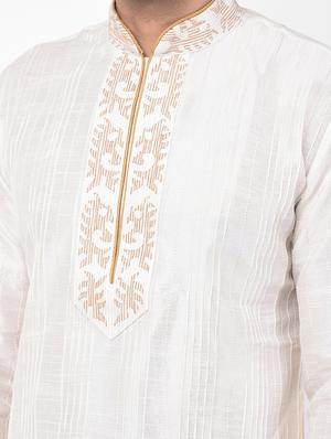 cream embroidered kurta pyjama set - 17335056 - Standard Image - 5
