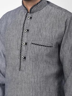 black woven kurta pyjama set - 17335070 - Standard Image - 5