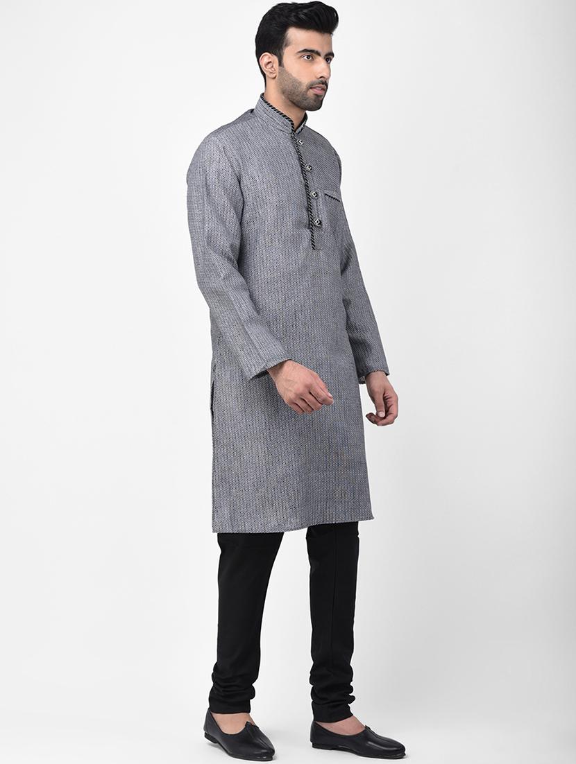 black woven kurta pyjama set - 17335070 - Zoom Image - 2