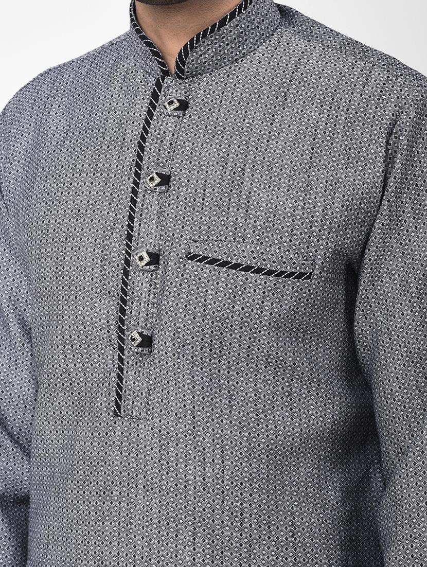 black woven kurta pyjama set - 17335070 - Zoom Image - 5