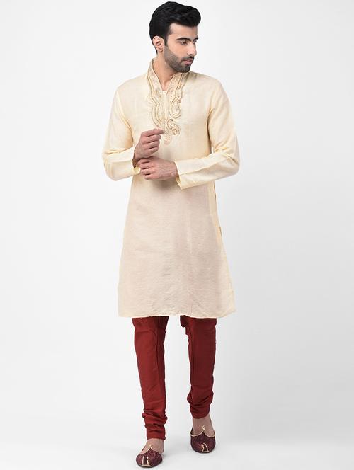 beige embroidered kurta pyjama set - 17335074 - Standard Image - 1