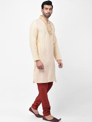 beige embroidered kurta pyjama set - 17335074 - Standard Image - 2