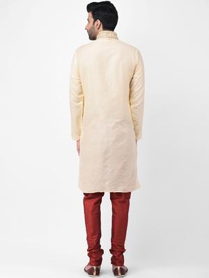 beige embroidered kurta pyjama set - 17335074 - Standard Image - 3