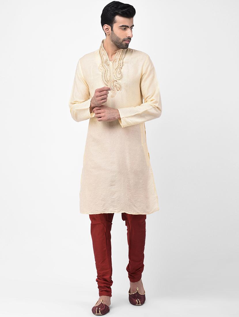 beige embroidered kurta pyjama set - 17335074 - Zoom Image - 1