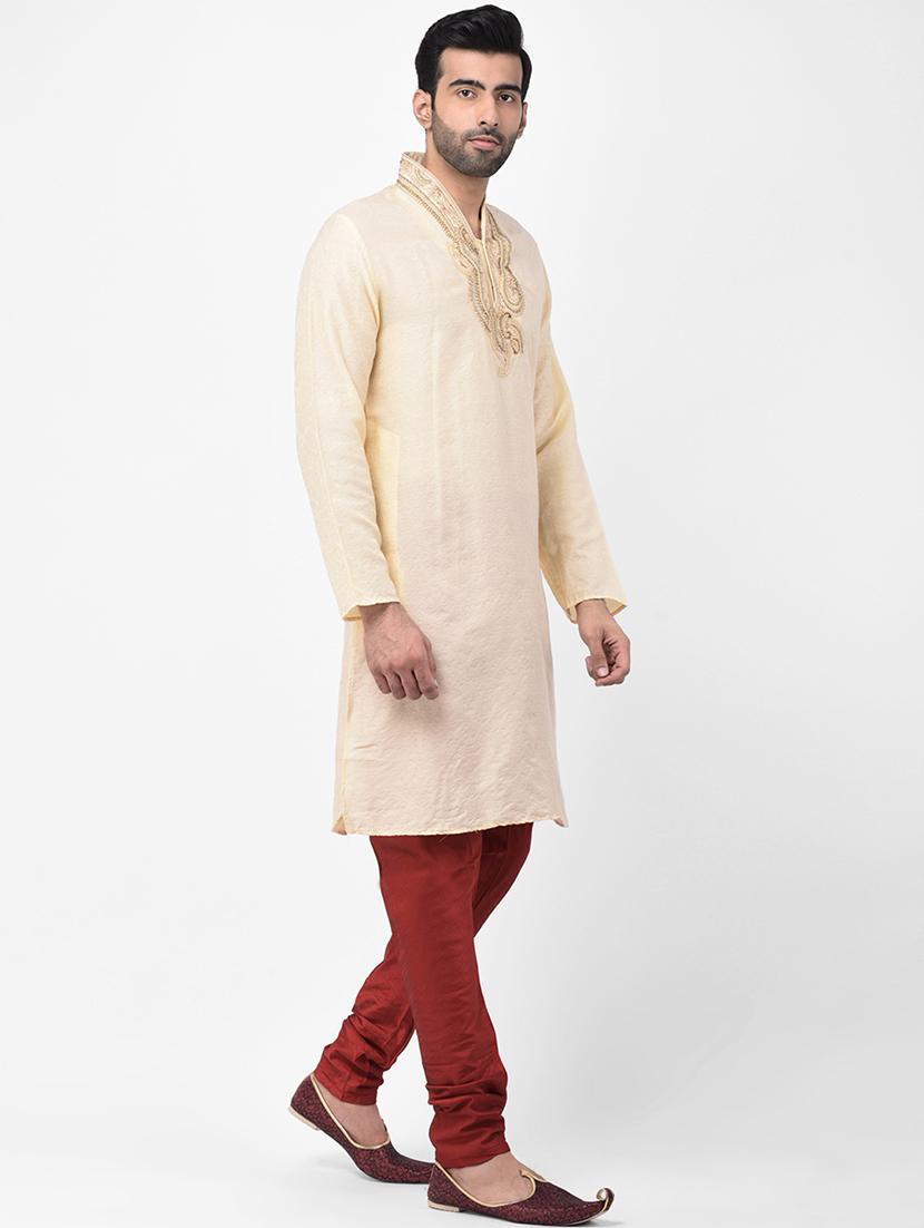 beige embroidered kurta pyjama set - 17335074 - Zoom Image - 2
