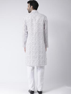 white printed kurta pyjama set - 17335091 - Standard Image - 3